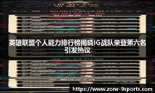 英雄联盟个人能力排行榜揭晓IG战队荣登第六名引发热议